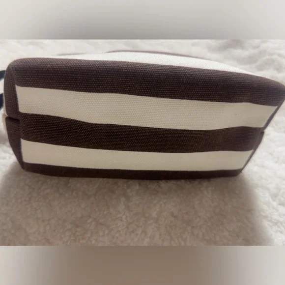 Henri Bendel Canvas Limited Edition Cosmetic Pouch Stripe Brown  7” x 5” - Picture 6 of 7